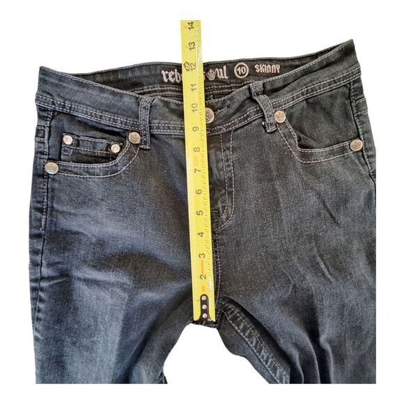 Rebel & Soul Embellished Skinny Jean Glitzy Wings Black Stretch Denim women's 10 - Picture 16 of 16